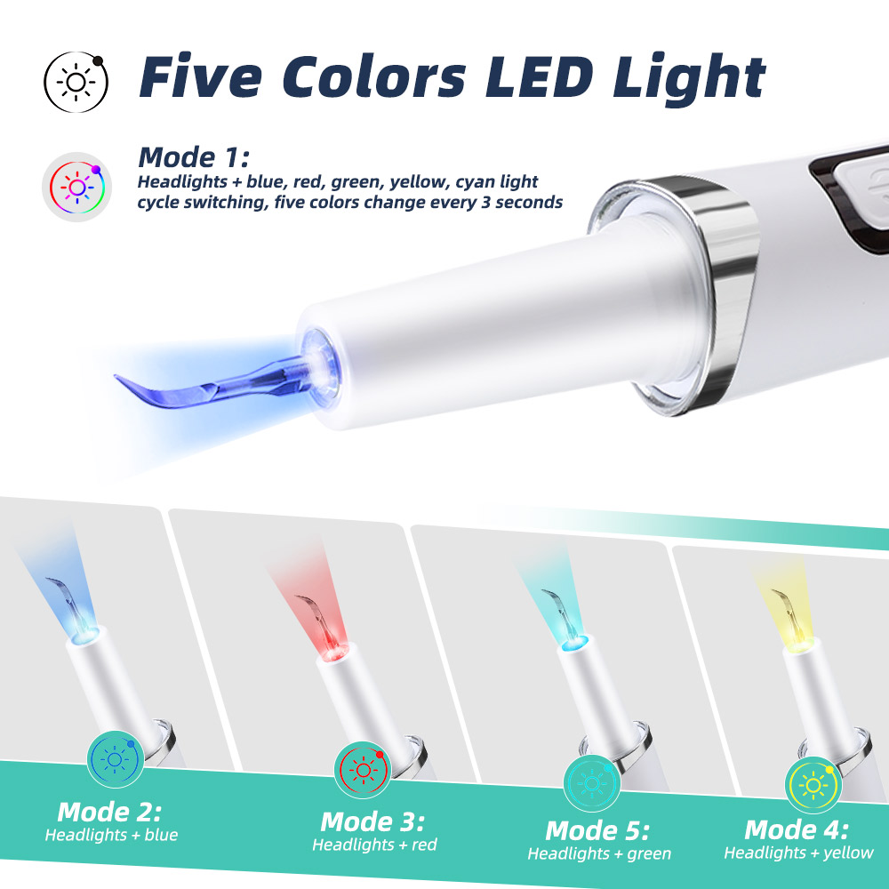 5 LED 빛 초음파 치아 클리너 9 레벨 치과 스케일 - Teeth Whitening Mouthwash 리뷰 및 가격