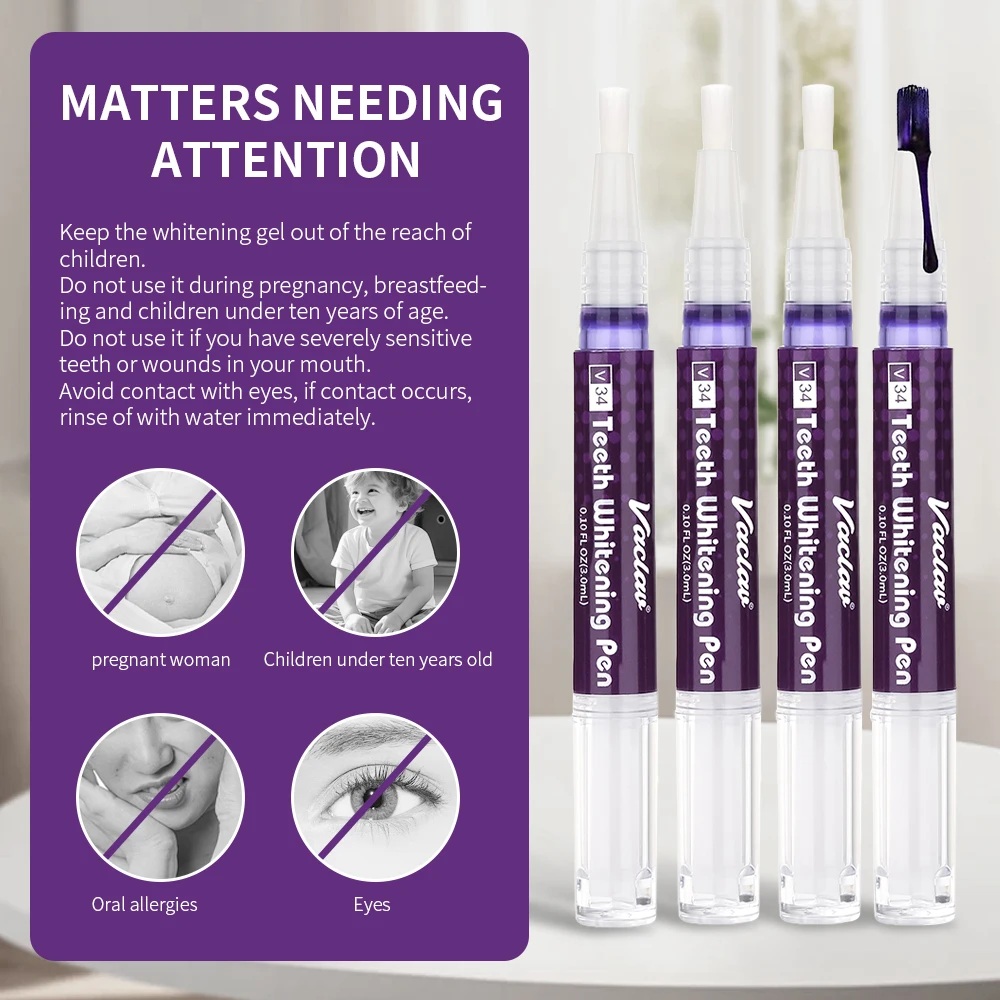바클라프 V34 퍼플 치아 미백 젤 펜, 즉각적인 치아 - Teeth Whitening Pens 리뷰 및 가격