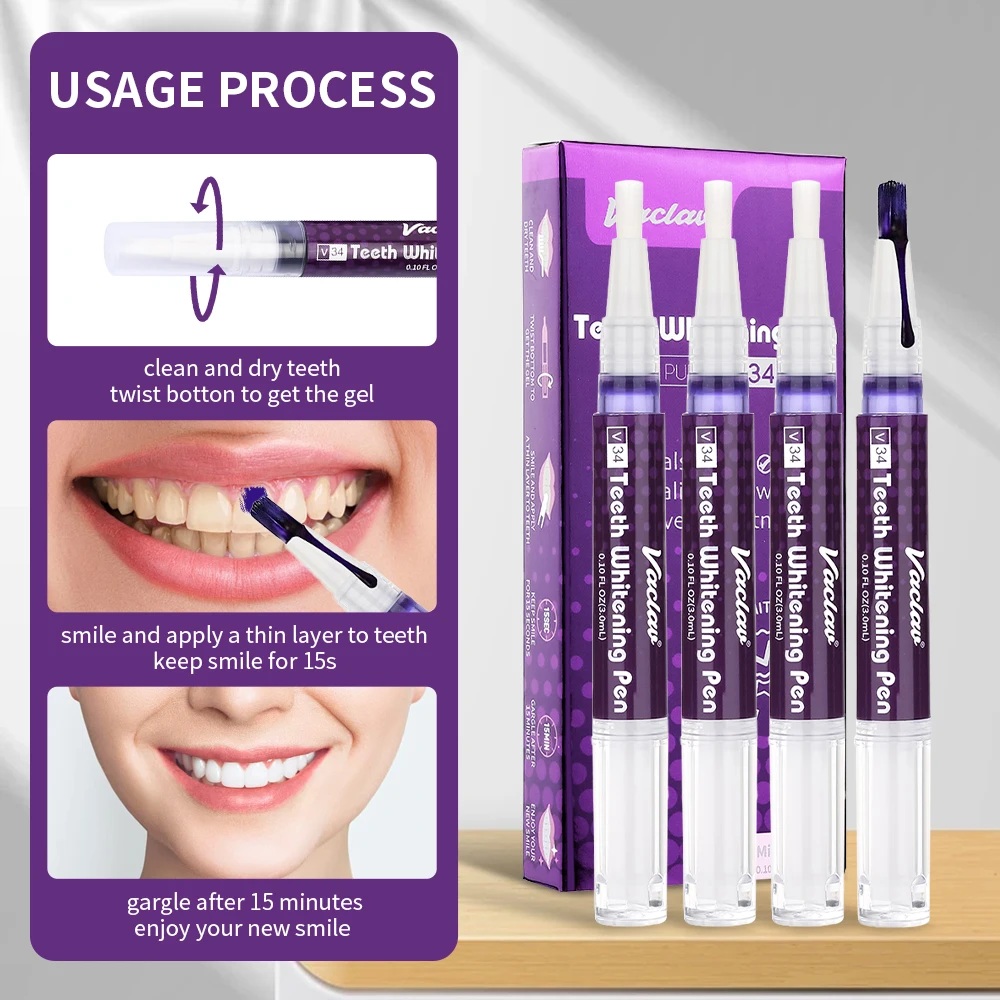 바클라프 V34 퍼플 치아 미백 젤 펜, 즉각적인 치아 - Teeth Whitening Pens 리뷰 및 가격